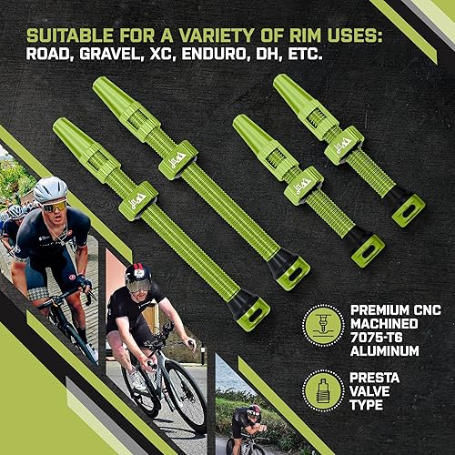 Miniatura 4 de JRC Components Aluminum Tubeless Valve Stem Kit  Premium Presta Valves with Core Removal Tool  Suitable for Variety of Tubeless Tires Road, Gravel,
