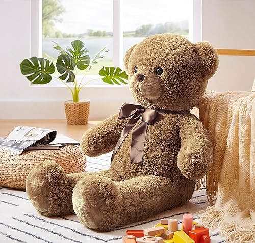 Miniatura 5 de Oso de peluche grande, oso de peluche gigante, regalo para novias y niños en cumpleaños, día de San Valentín, Navidad (35 pulgadas, marrón)