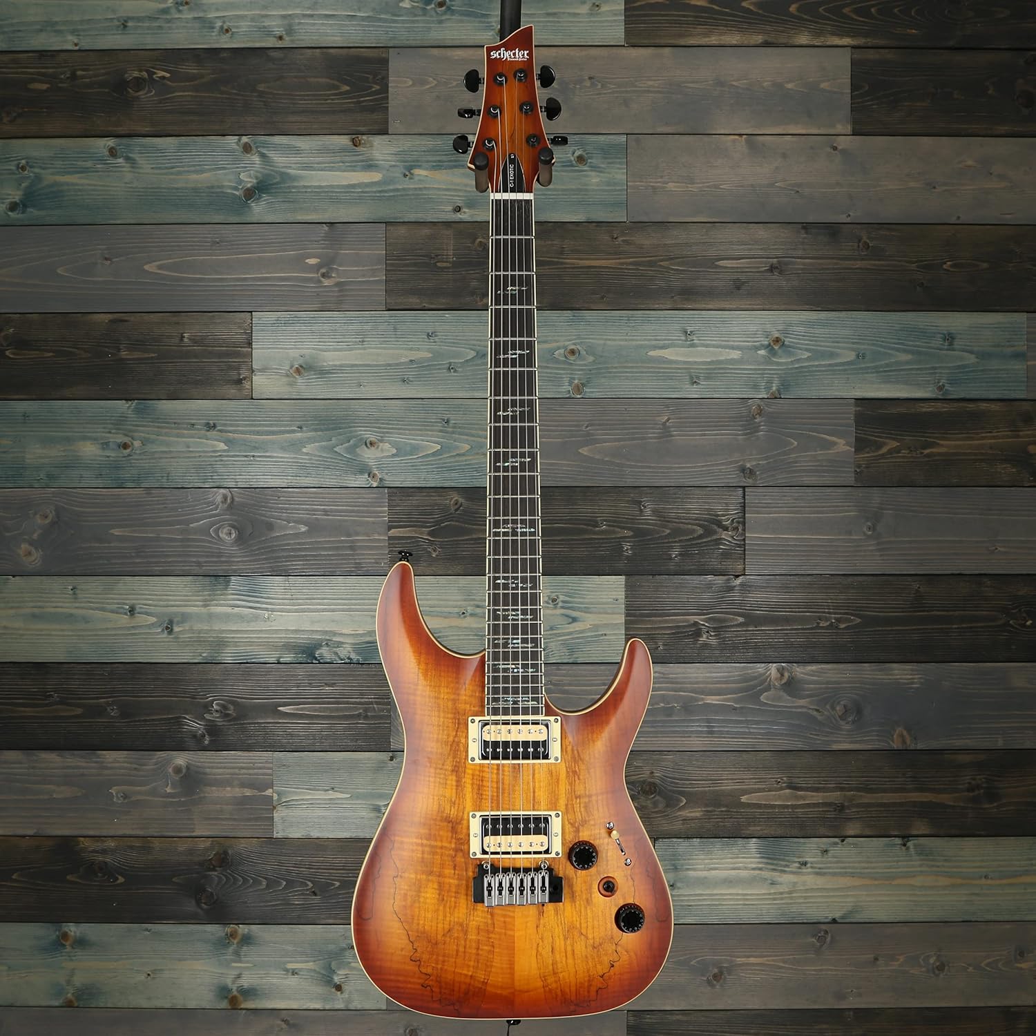 Schecter C-1 Exotic Spalted Maple Electric Guitar - Satin Natural Vintage Burst