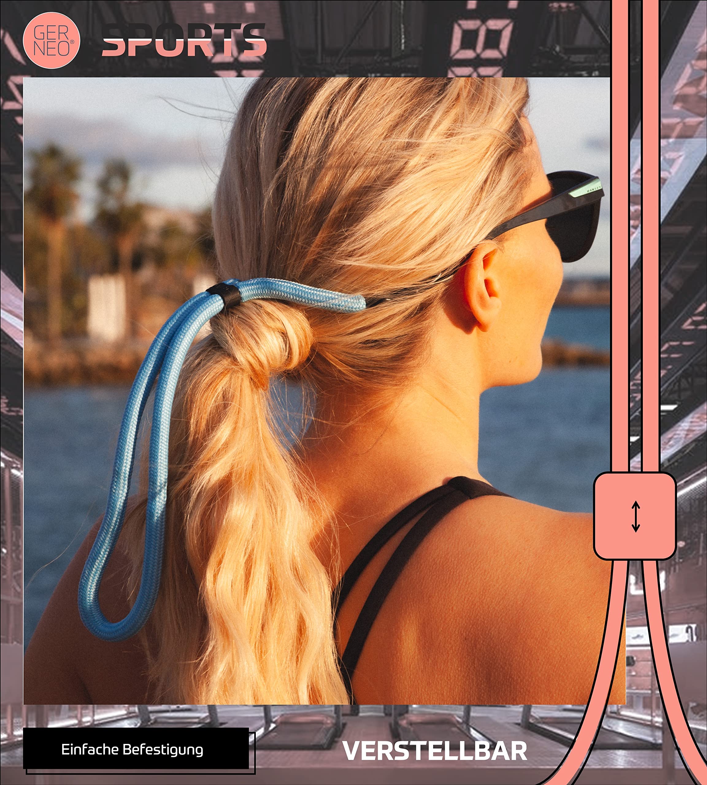 ORIGINAL – schwimmfähiges Sport Brillenband Neopren – leuchtet im Dunkeln – verstellbar mit Kabelzug – wasserfestes Sportbrillenband & fester Halt für Wassersport