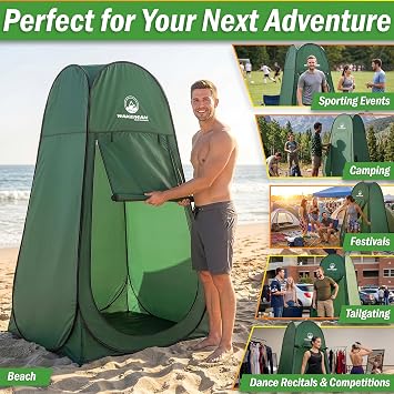 Pop Up Pod - Privacy Shower Tent, Dressing Room, or Portable Toilet Stall with Carry Bag for Camping, Beach, or Tailgate by Wakeman Outdoors (Green)