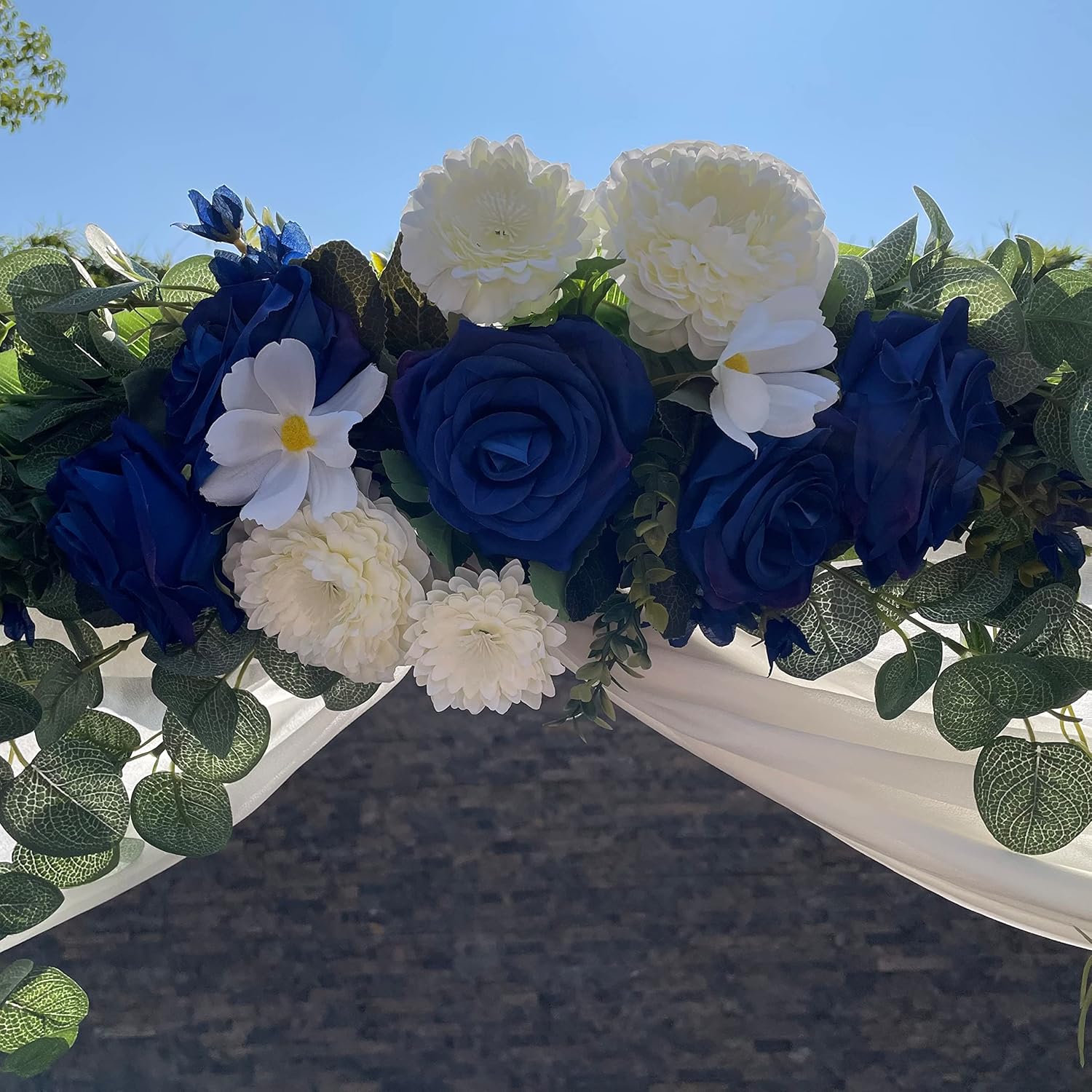 Wedding Arch Flowers, Rose Decorative Floral Swag for Lintel, 30Inch Artificial Greenery Eucalyptus Leaves Flower for Door Window Home Decoration