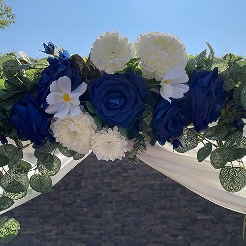 Vista 3 de Flores de arco de boda, guirnalda floral decorativa de rosas para dintel, 30 pulgadas de vegetación artificial, hojas de eucalipto para puerta