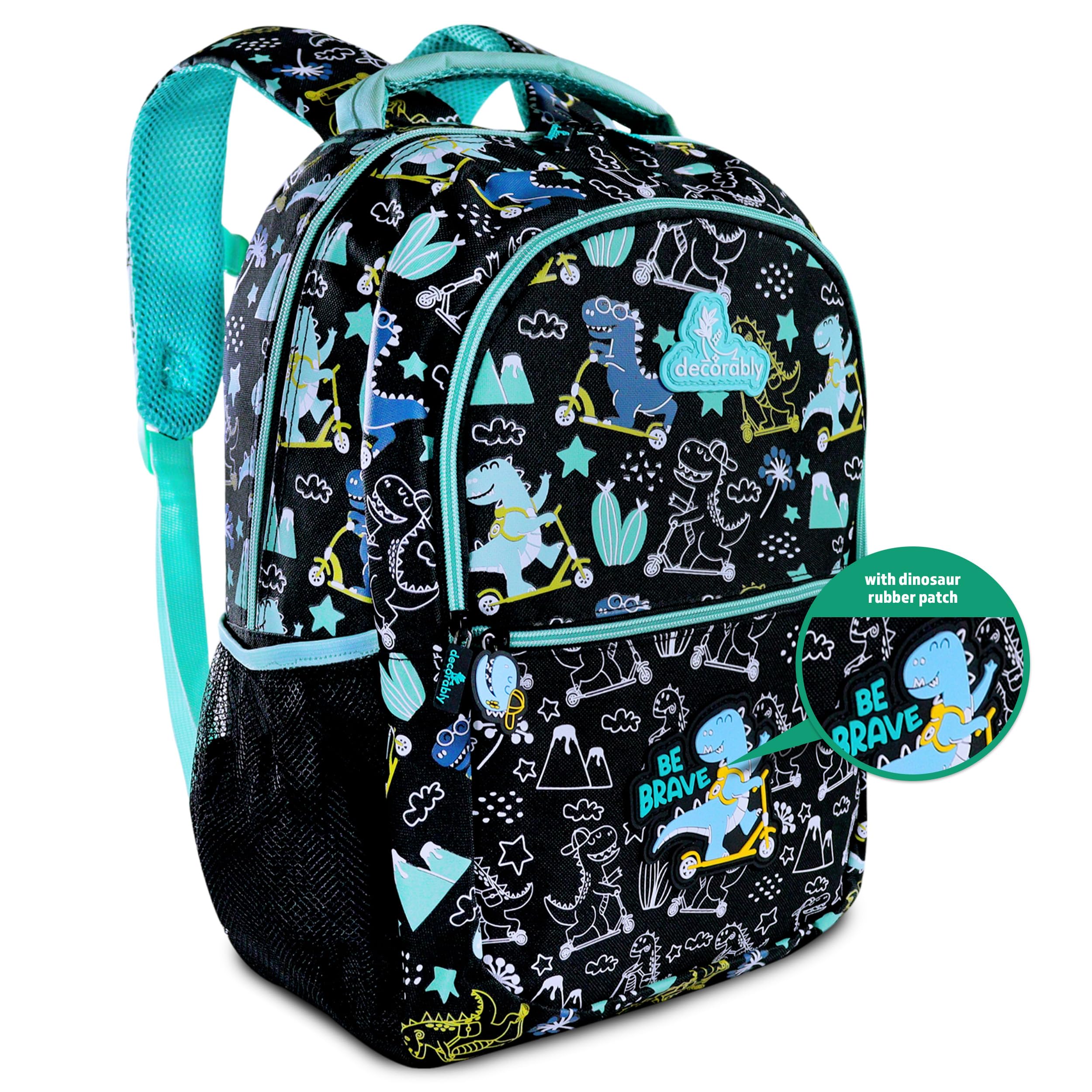 Decorably 16.5in Themed Kids Backpack with 3 Main Compartments & 2 Side Pockets, Backpack for Kids with Padded Straps & Back
