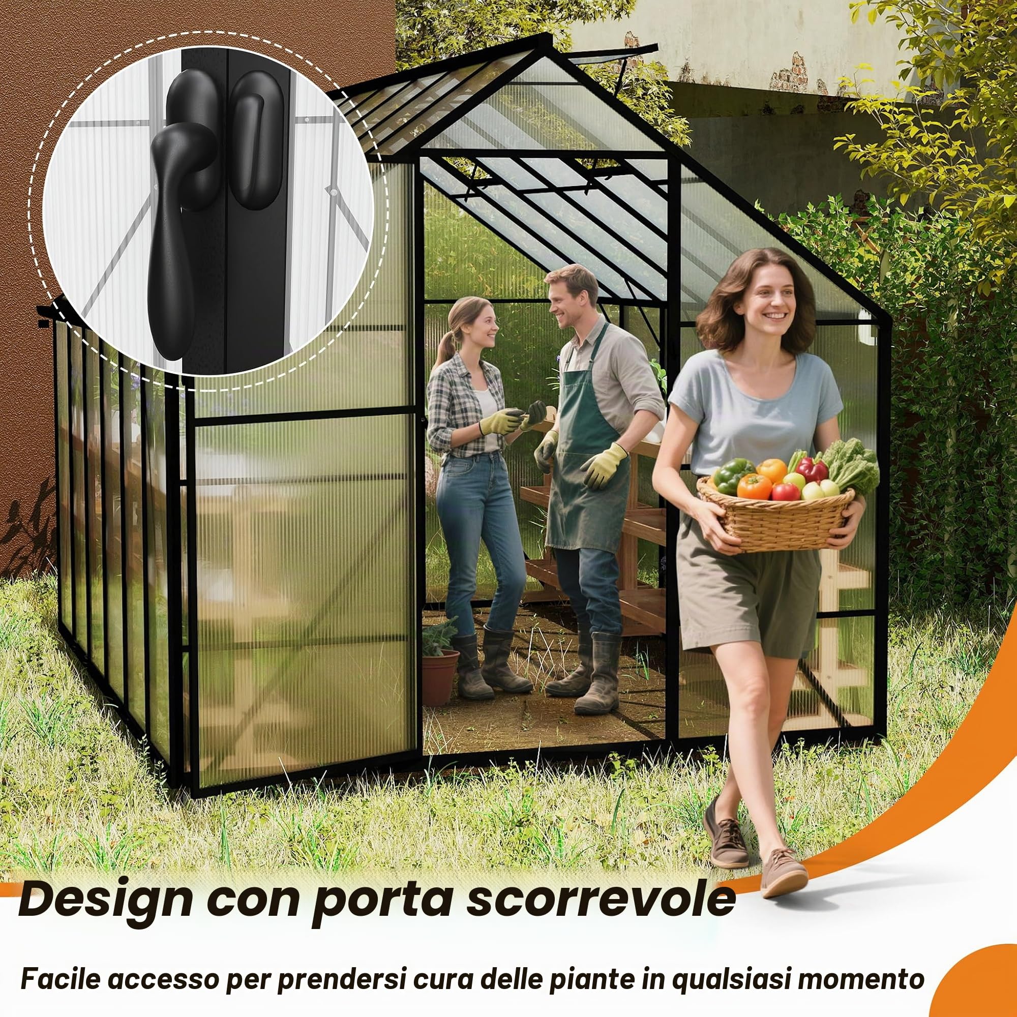 Froadp Serra da giardino in alluminio con fondazione, 310 x 250 x 205 cm, 4 mm, pannelli a camera cava PC, resistente alle intemperie, serra, con finestre, per giardino e allevamento