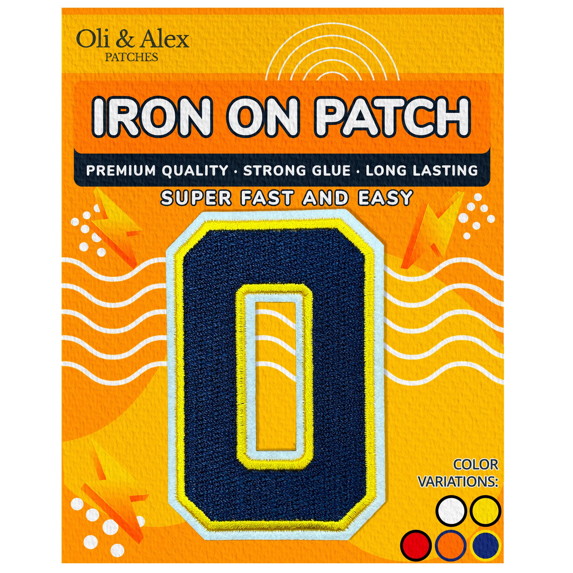 Iron On Patches - Blue Number 0 - Iron on Patch Appliques Decorative Repair Patches for Clothes - Embroidered Digit Patches - Sew-Free - Super Glue