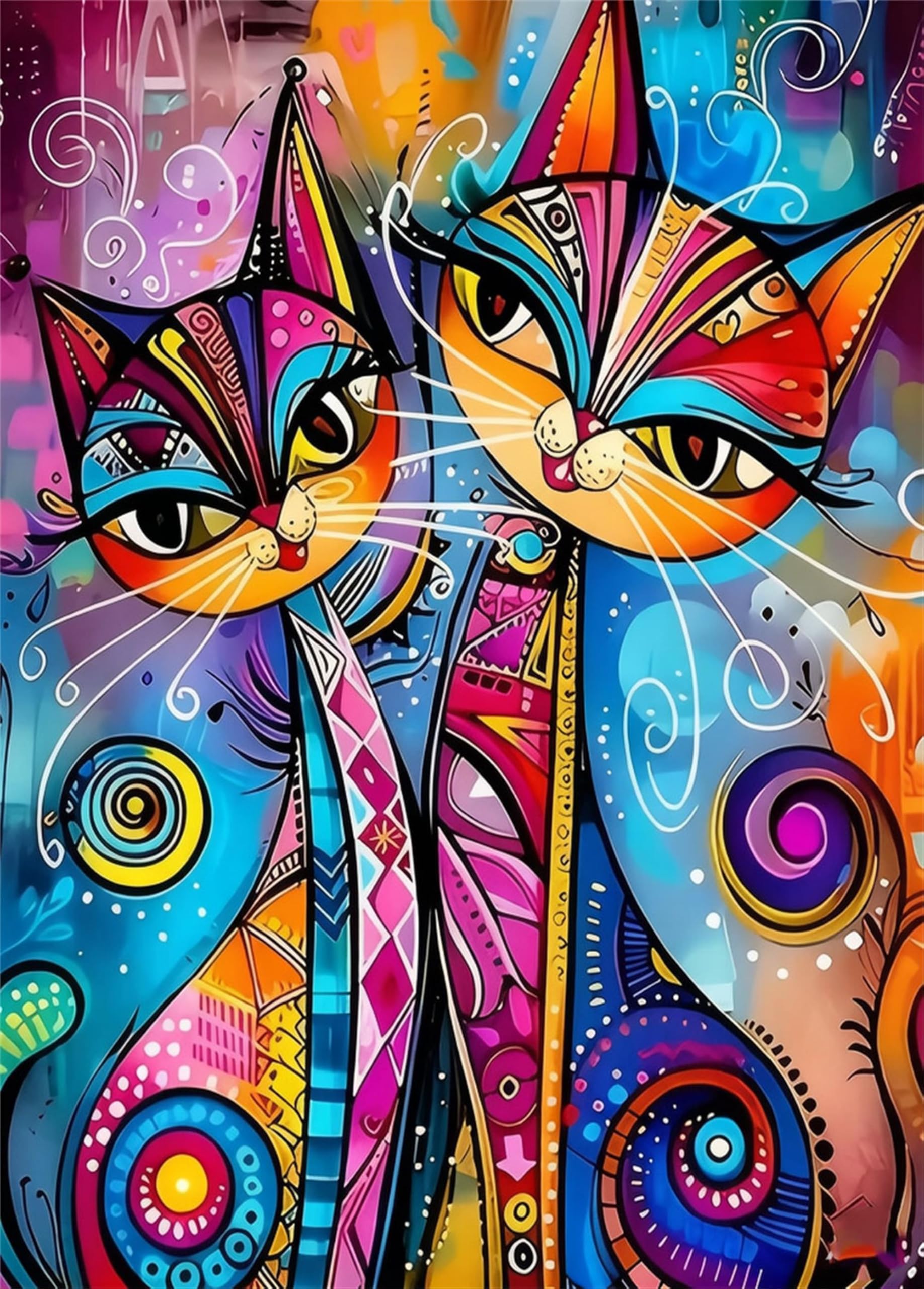 NANJDIAN Cat Paint by Numbers Kit for Adults,DIY Painting Kits on Canvas, Color by Numbers,Large Adult Paint by Number for Gifts,Home Wall Decor (Two Cats)