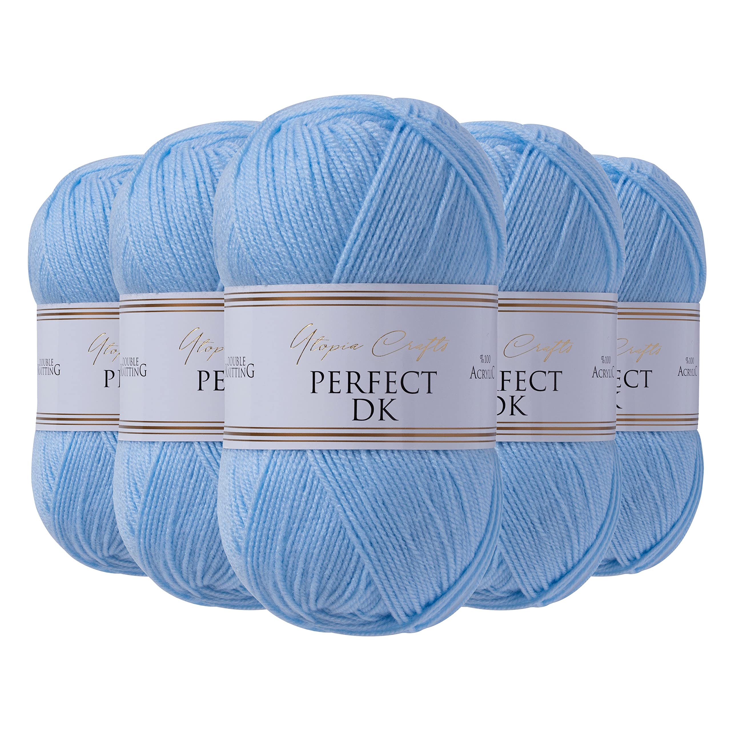 Utopia CraftsDK Double Knitting Yarn, 5X 100g (Baby Blue)