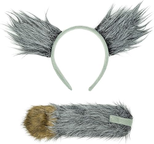 Squirrel Products Juego de accesorios para disfraz de orejas y cola de lobo, se adapta a adultos y niños