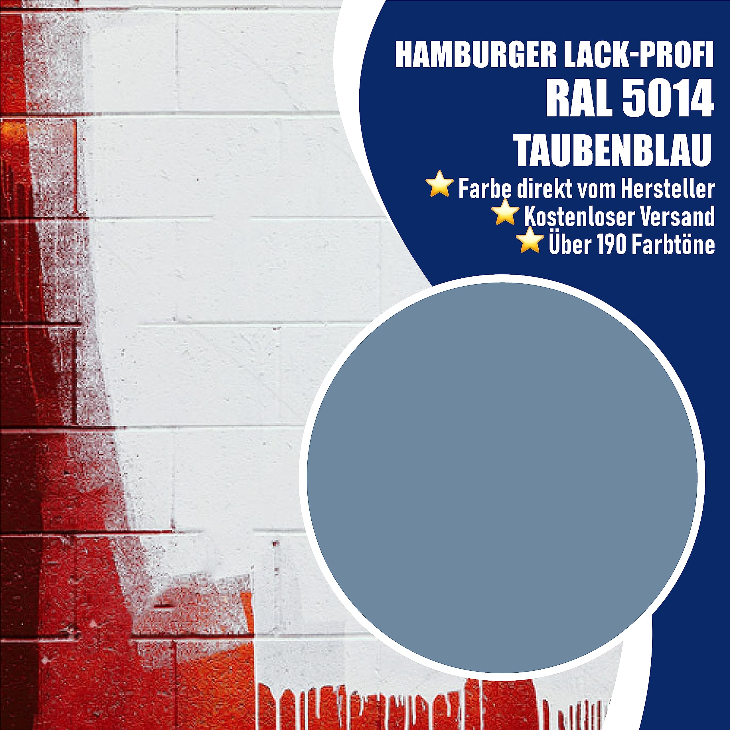 Hamburger Lack-Profi Betonfarbe SEIDENMATT Taubenblau RAL 5014 Blau Bodenfarbe Bodenbeschichtung Betonbeschichtung Fassadenfarbe (1 L)
