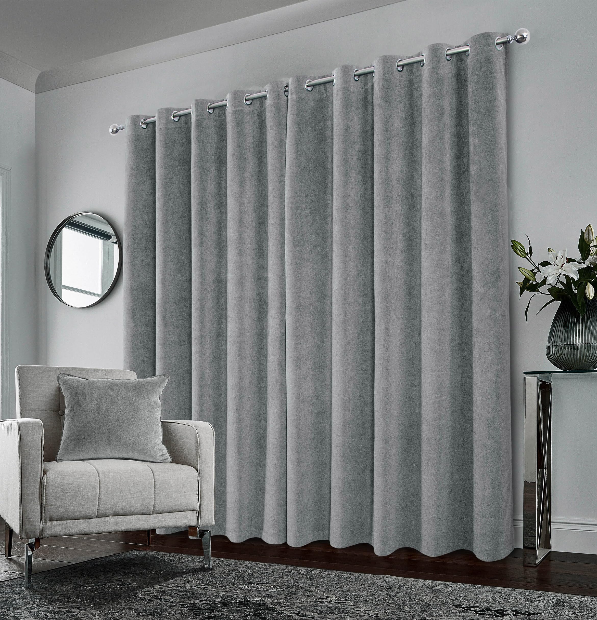 Enhanced Living Hampton Premium Velvet Grey Blackout Curtains for Bedroom - Image 4