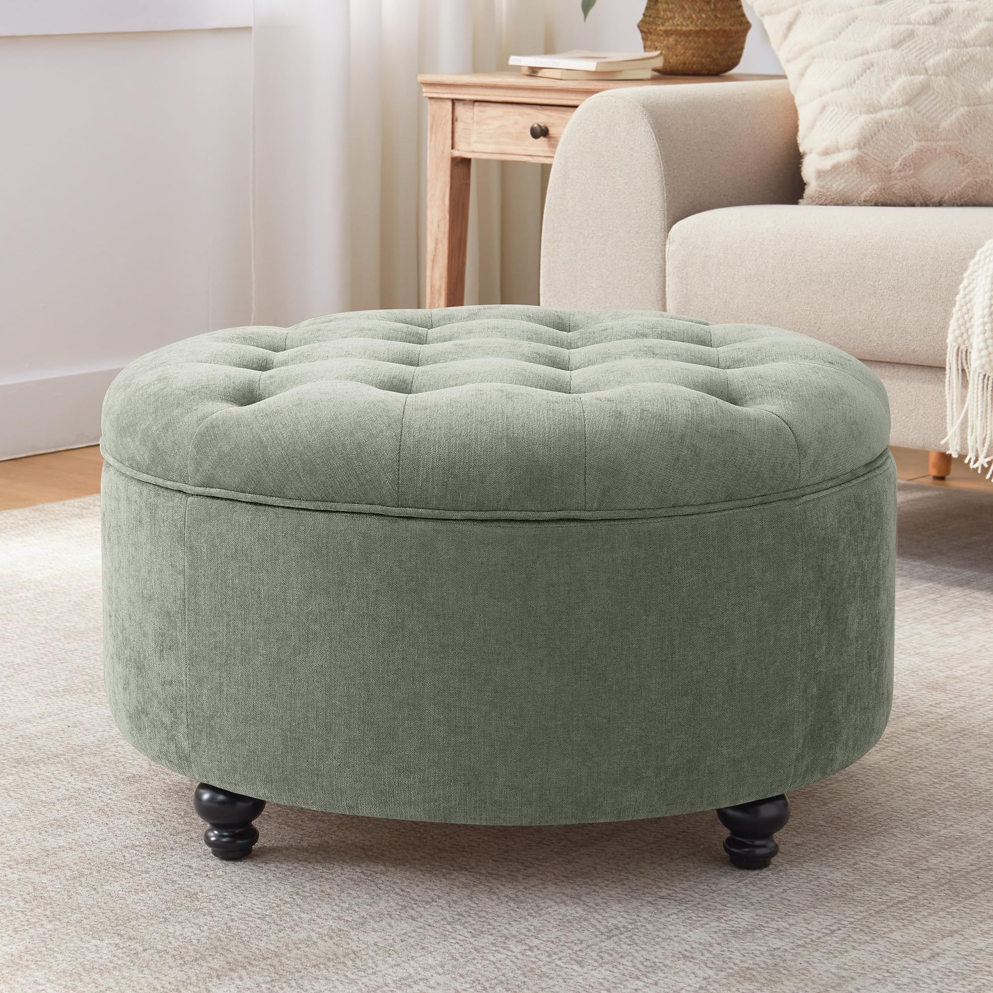 HUIMO 30-Inch Button Tufted Storage Ottoman