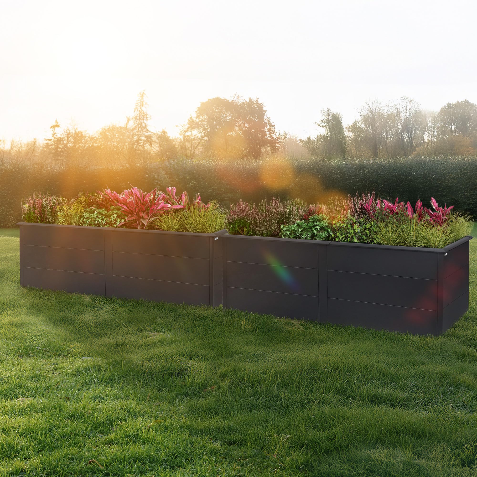 Zelsius Hochbeet verzinkter Stahl 200 x 100 x 77 cm | Anthrazit RAL 7016 | Pflanzbeet Outdoor, Gemüsebeet, Blumenbeet, Gartenbeet, Freistehende Hochbeete für Garten, Pflanzkübel, Frühbeet Kräuter