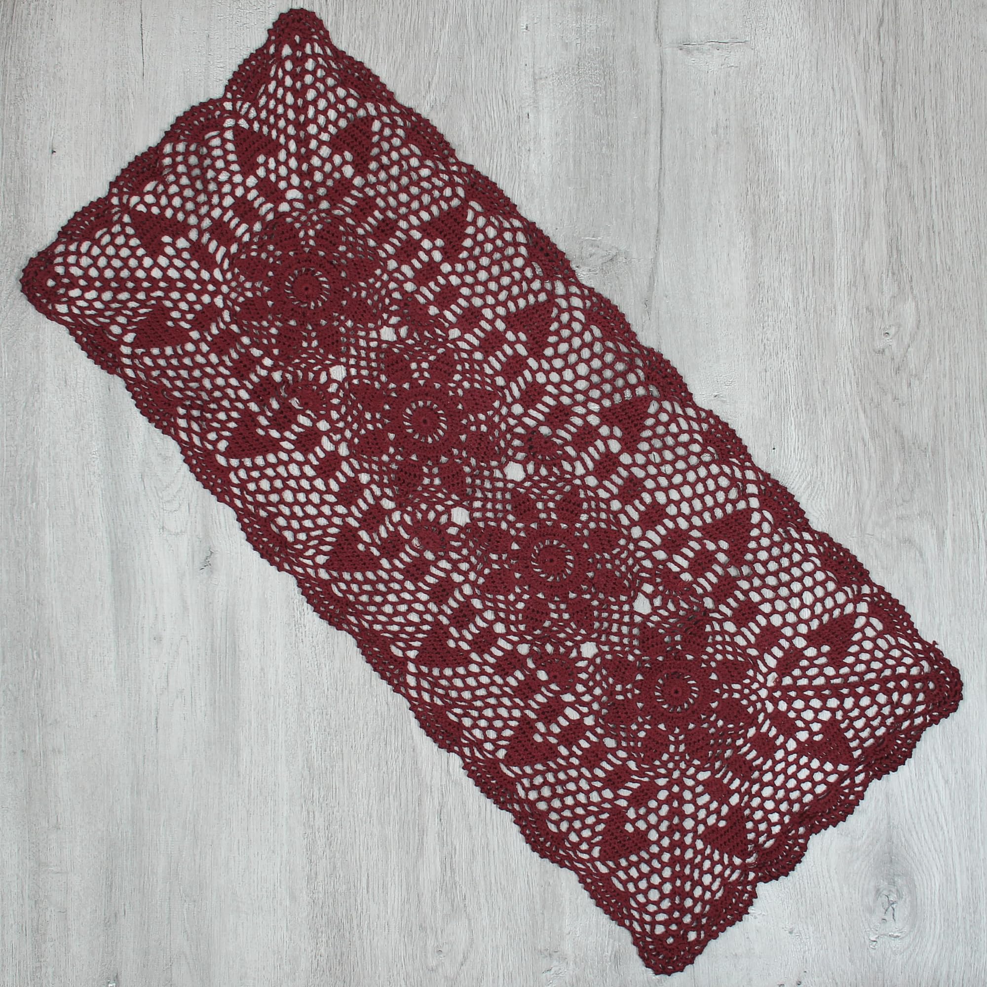 kilofly Handmade Crochet Lace Rectangular Table Runner 15 x 36 Inch, Red โ image 1