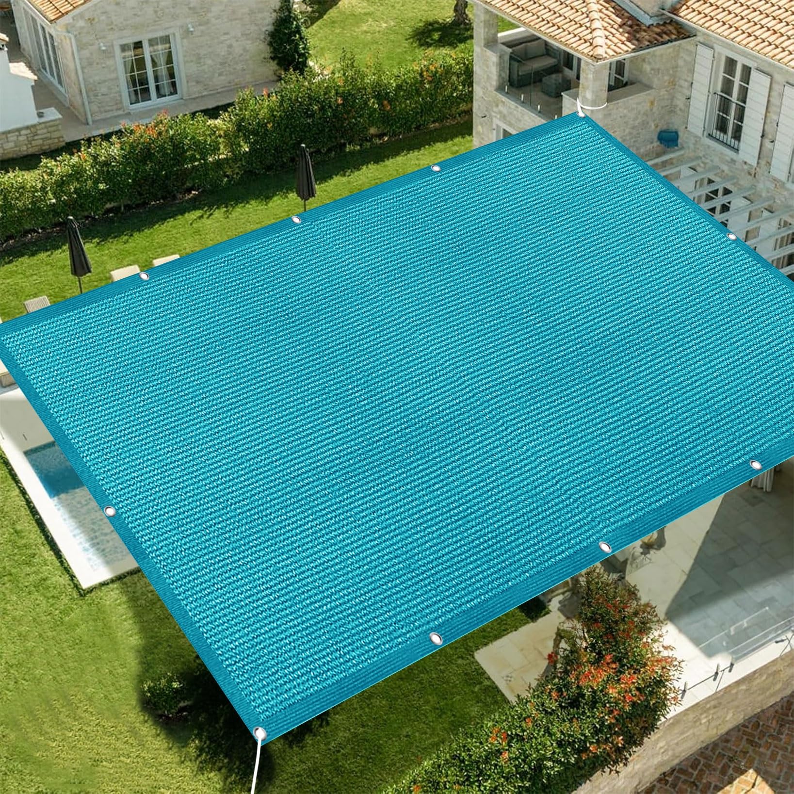 Auvent terrasse 240x700 cm brise-vent respirant bleu ciel haute protection