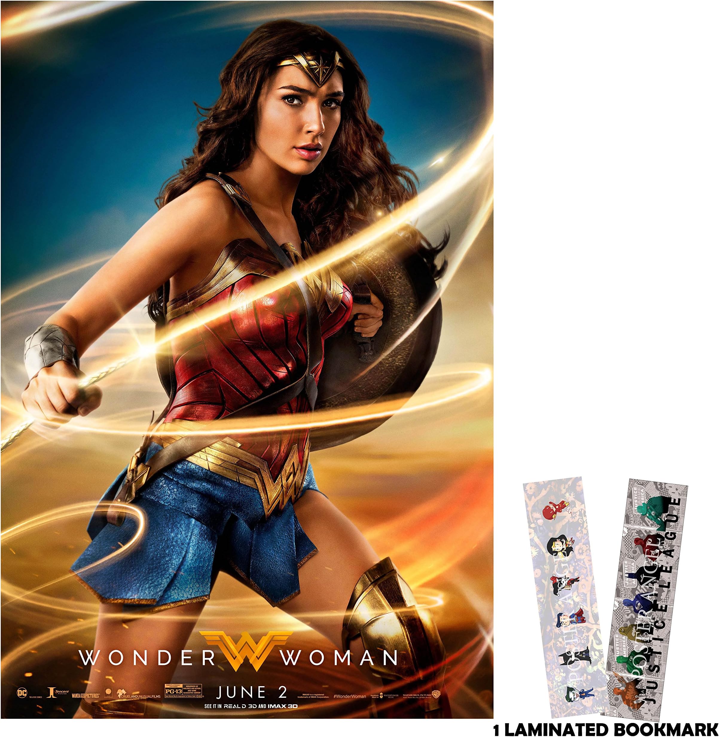 Wonder Woman (2017) - Whip -13 in x 19 in Movie Poster Flyer BORDERLESS + Free Bookmark
