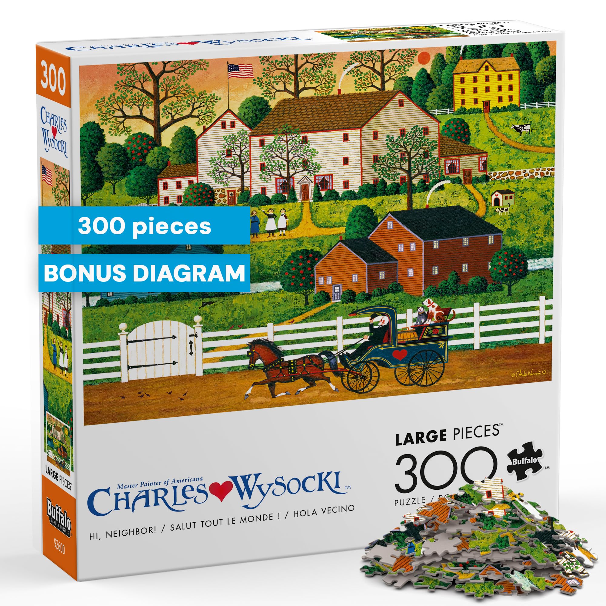 Amazon.com: Buffalo Games – 300 Charles Wysocki: Hi Neighbor
