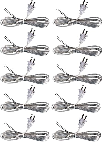 Miniatura 10 de Creative Hobbies Cable de lámpara plateado transparente, 8 pies de largo, pieza de reparación de cable de lámpara de repuesto, cable 182 SPT-1,