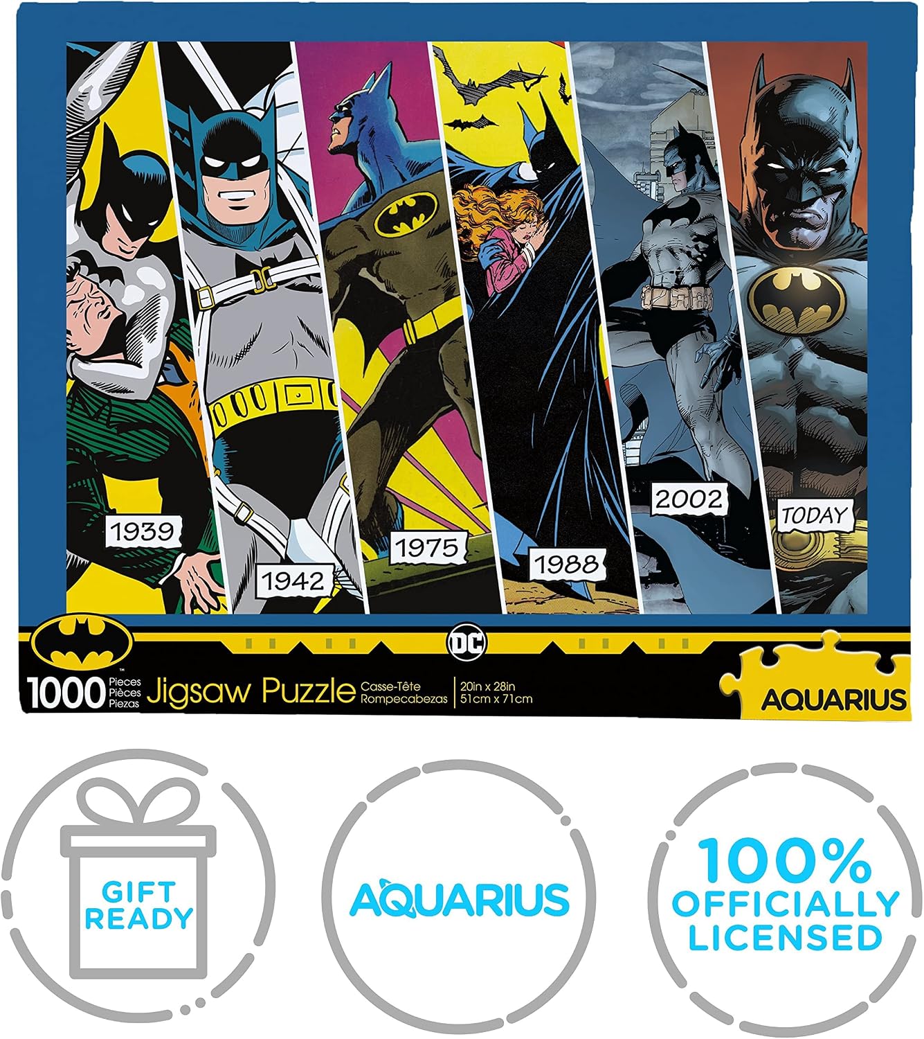 AQUARIUS DC Batman Timeline Puzzle (1000 Piece Jigsaw Puzzle) - Officially Licensed DC Comics Merchandise & Collectibles - Glare Free - Precision Fit - Virtually No Puzzle Dust - 20 x 28 Inches,65385