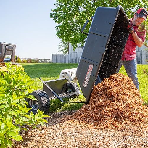 Miniatura 5 de Brinly RPC-10BH-A The Roger - Carrito volquete completo de 180 grados con cama moldeada por compresión duradera