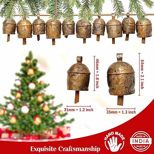 Miniatura 3 de Campanas de Navidad para decoración  Campanas de vaca para decoración navideña rústica  Campanas doradas para decoraciones navideñas  Campanas