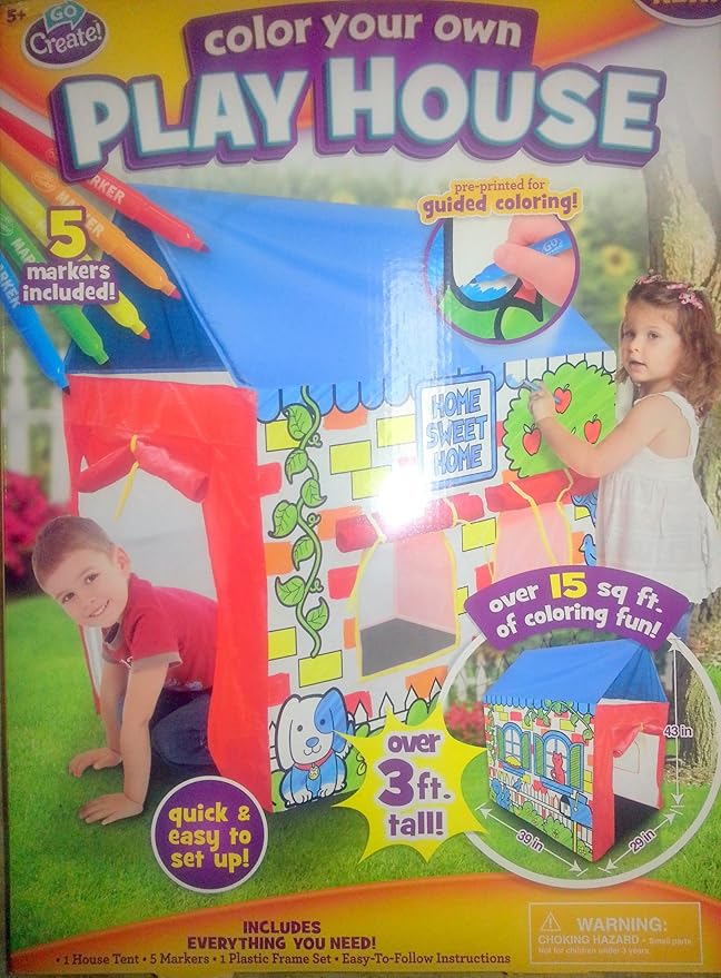 Amazon.com: Go Create! Color Your Own 3 Ft. Playhouse : Toys & Games