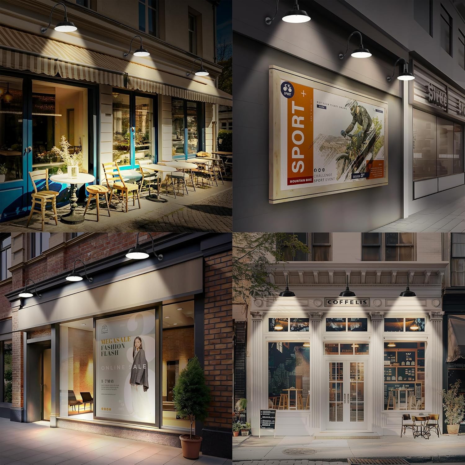 14in. Satin Black Outdoor Gooseneck Barn Light Fixture With 24in. Long Extension Arm - Wall Sconce Farmhouse, Antique Style - UL Listed - 9W 900lm A19 LED Bulb (5000K Cool White) - 2-Pack