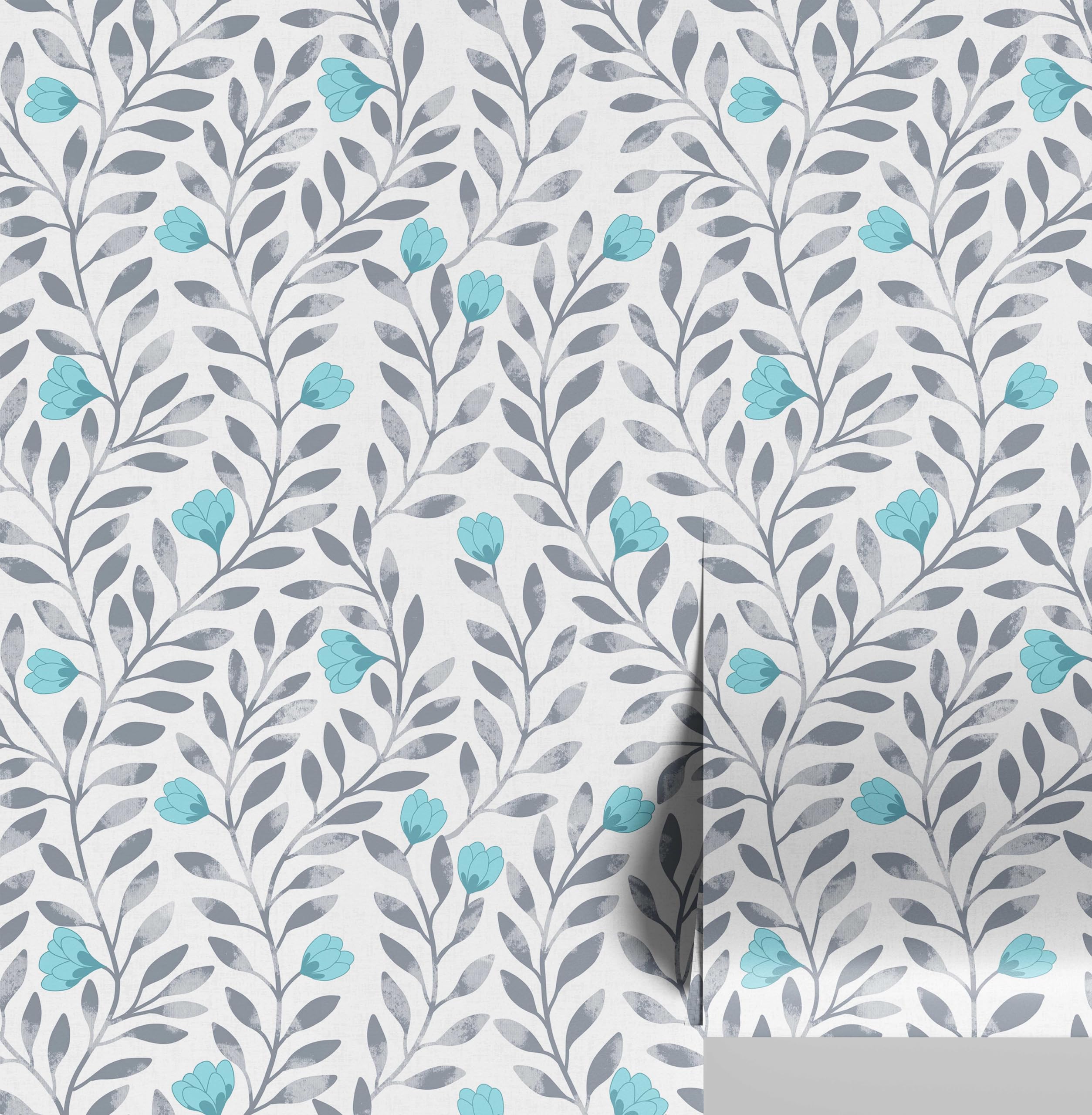 Papier peint autocollant en vinyle bleu amovible imperméable mur et meuble