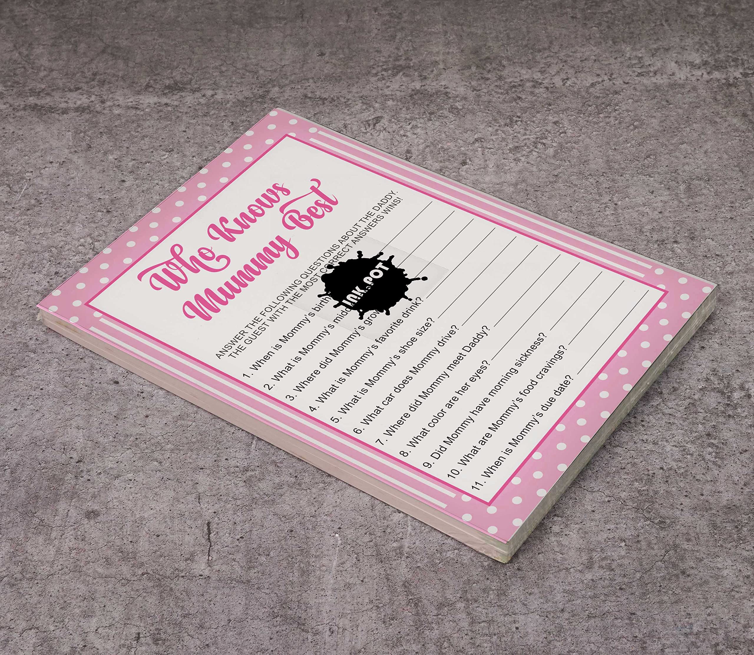 Jeu De Fête Prénatale 'Qui Connaît Le Mieux La Maman' - Lot De 50 Cartes Imprimées Pour Baby Shower - Thème Abeille - Papier Cartonné 150 G/m²