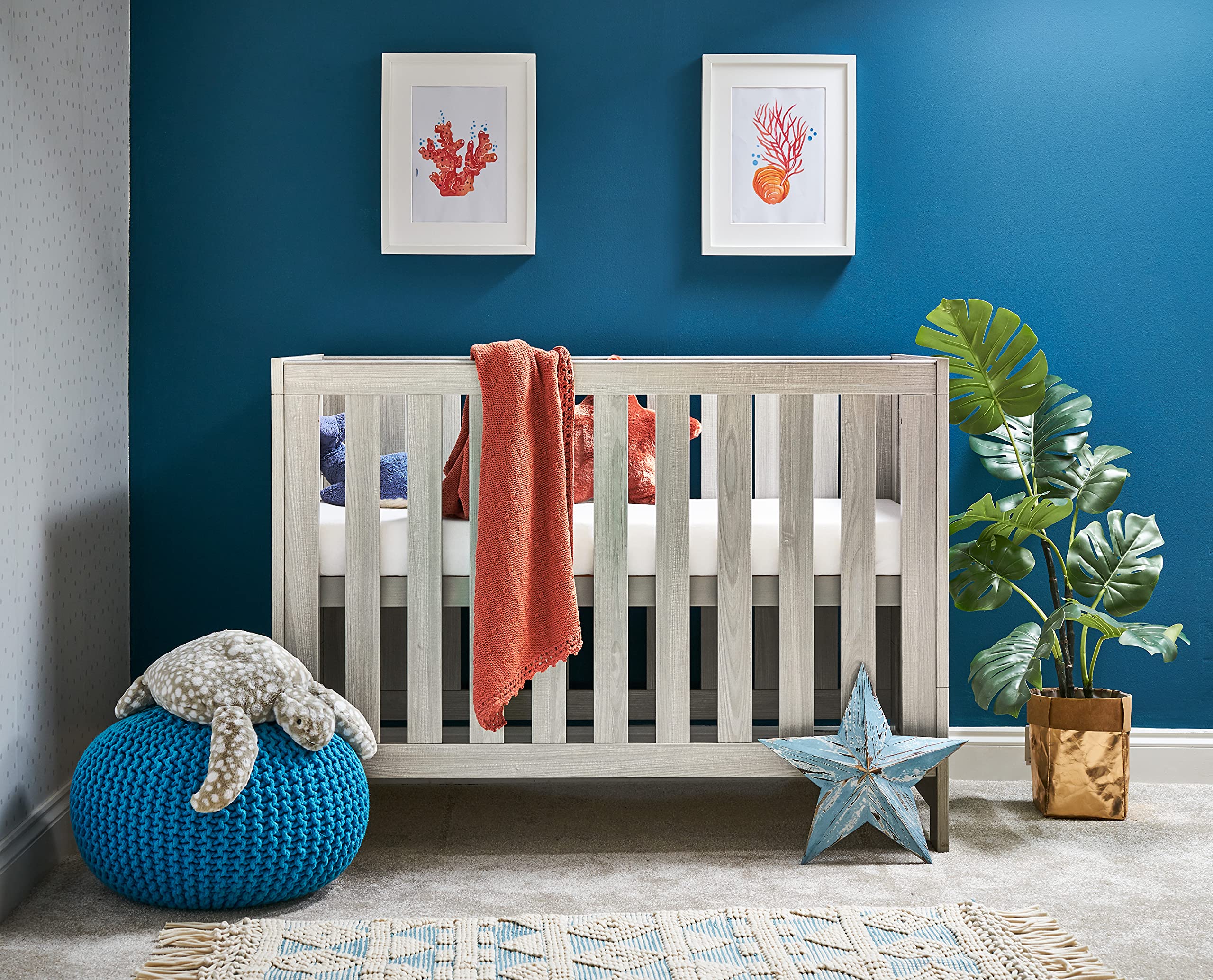 Obaby Nika Mini Cot Bed - Grey Wash,Crib