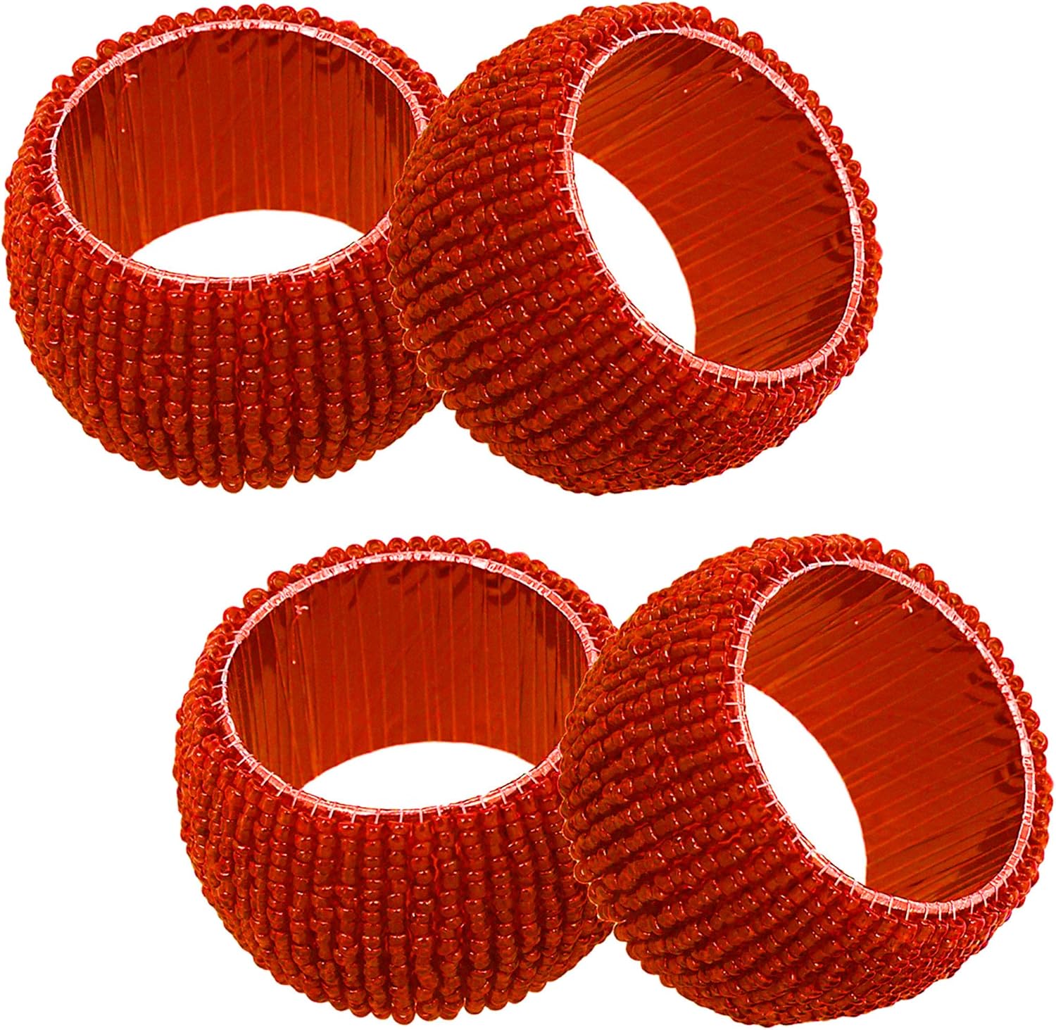 SKAVIJ Napkin Rings Set of 4 for Dinner Parties, Dining Table Decoration, Family Gatherings Glass Beads Handmade Napkin Holder (Red) SKAVIJ Napkin Rings Set of 4 for Dinner Parties, Dining Table Decoration, Family Gatherings Glass Beads Handmade Napkin Holder (Red)