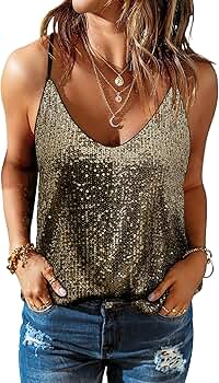 トップス Gajess Glitter Camisole SOLY HUX Women's Glitter Sequin Cami Tops Spaghetti Strap