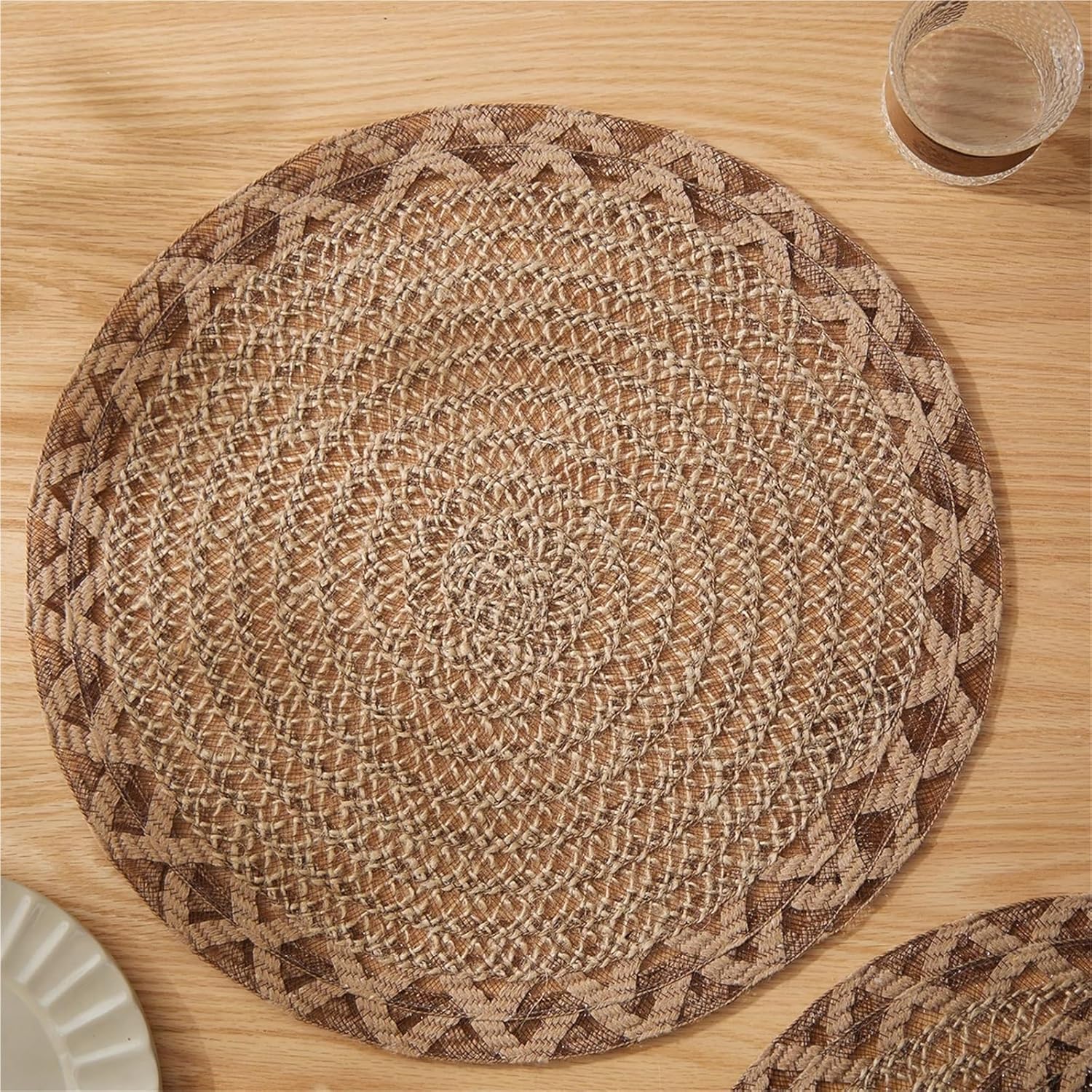 4/6pcs Boho Decor Placemats Natural Jute Woven Placemats for Coffee Kitchen Dining Room(4pcs)