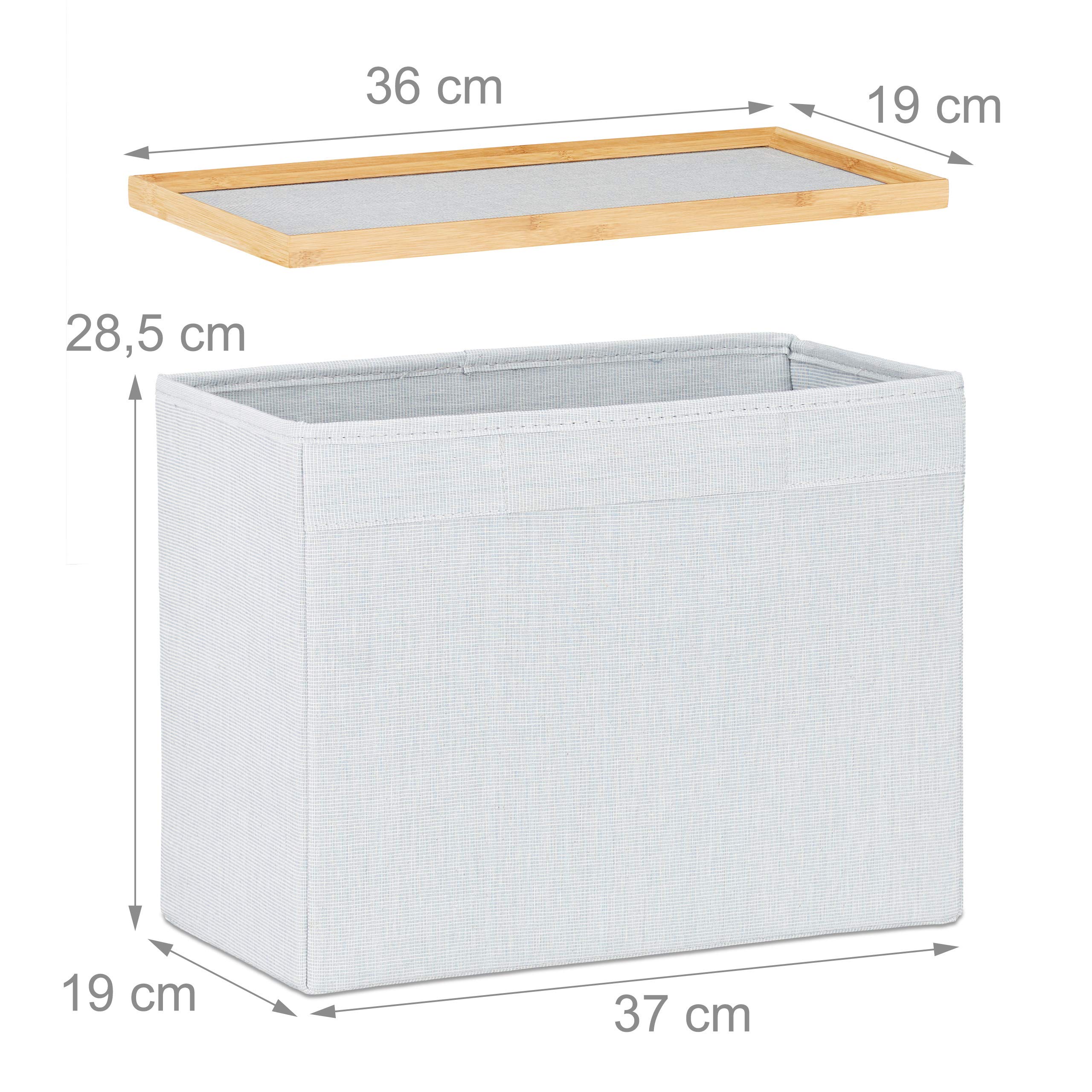 Relaxdays Hocker mit Aufbewahrung, Design Sitzhocker mit Stauraum, schmaler Bambus Holzhocker für die Garderobe, natur, 19.5 x 41 x 45 cm
