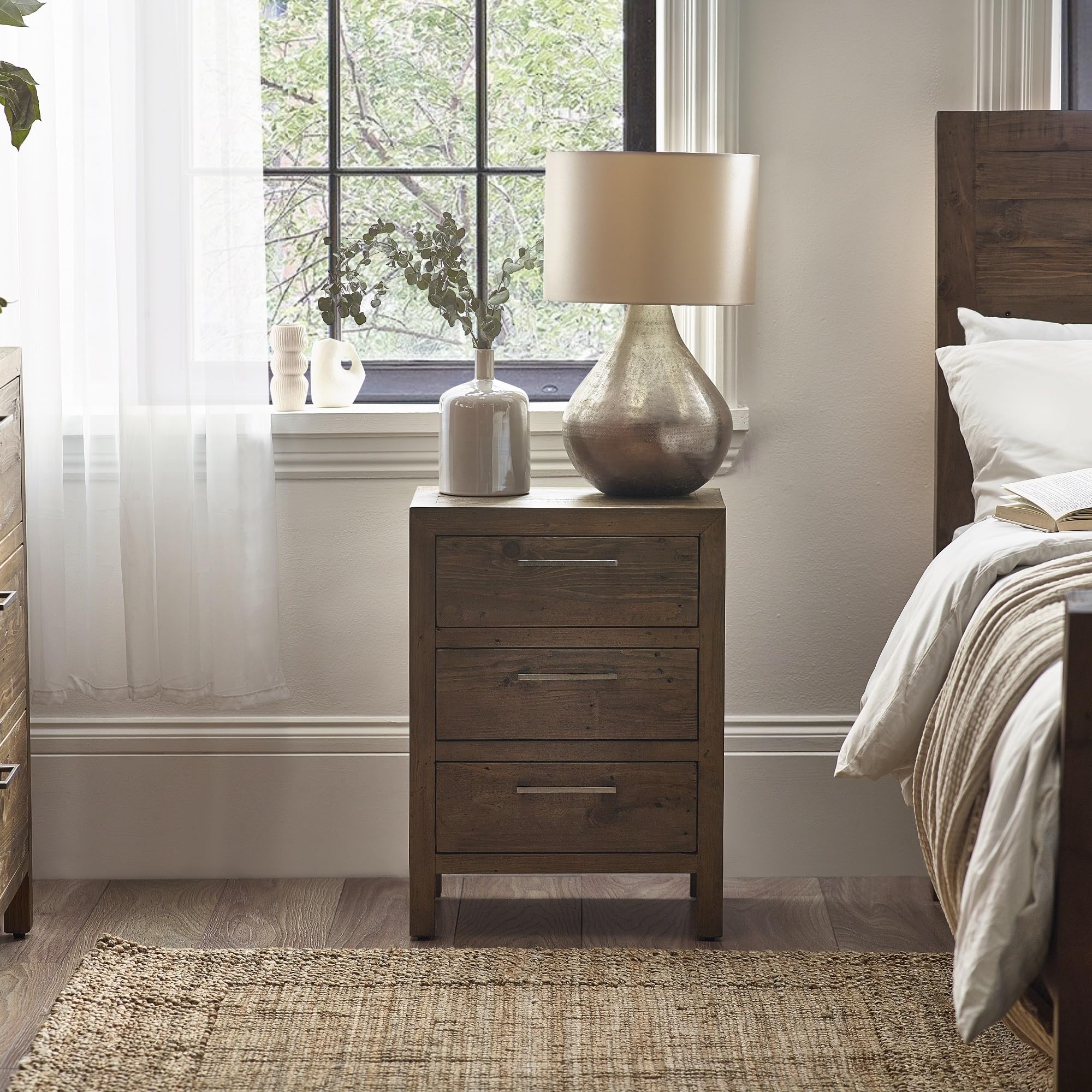 ASC Hatton Reclaimed Pine 3 Drawer Bedside Table Assembled