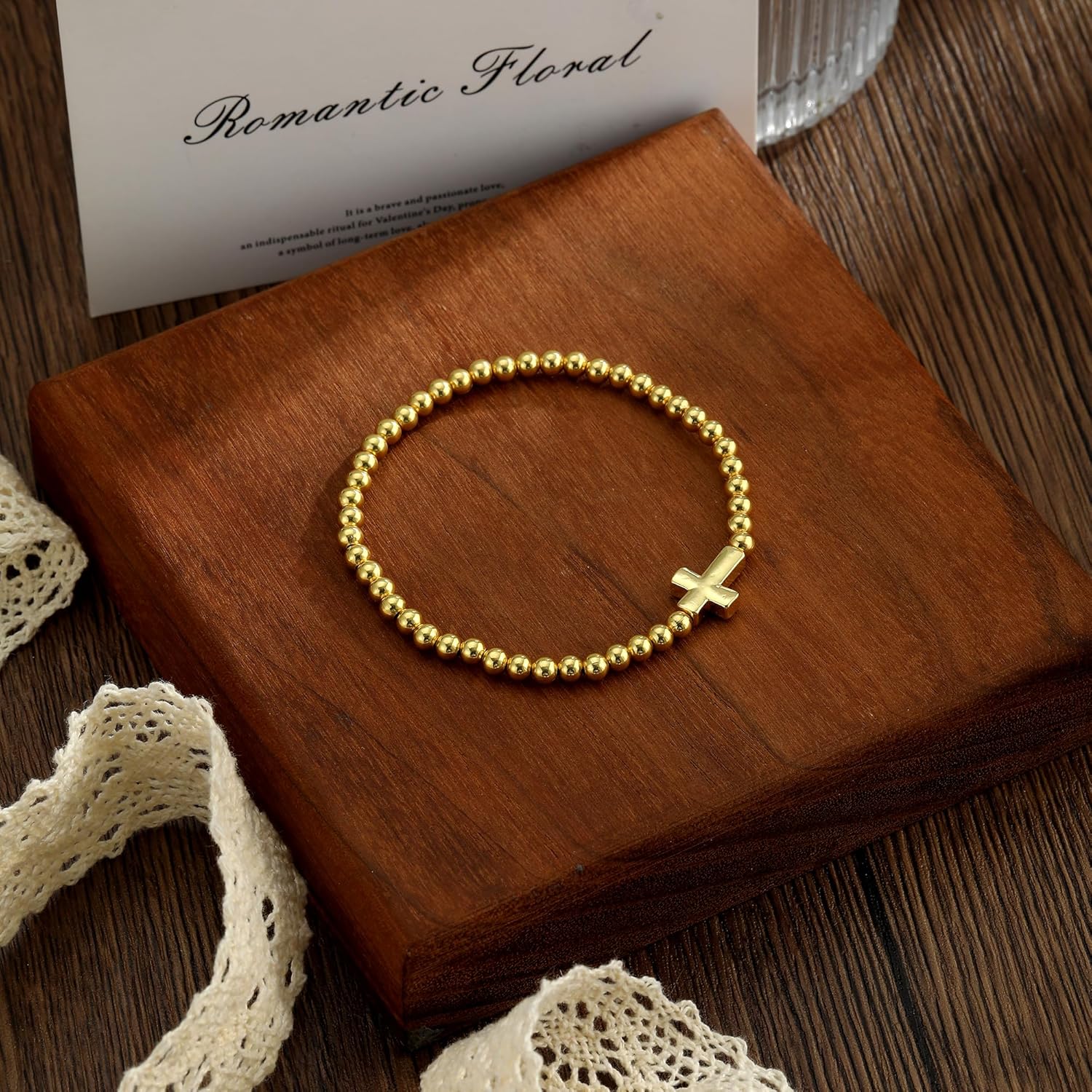 Gold/Silver Bracelets for Women Stackable 14K Gold/Silver Plated Stretch Bracelets Dainty Paperclip Cross Bow Charm Accessories Jewelry for Women Trendy - Image 4