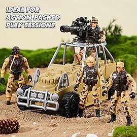 JOYIN Military Base Toys Set Including Army Vehicles, Army Men Action Figures and Weapon Gear Accessories Military Combat Toys