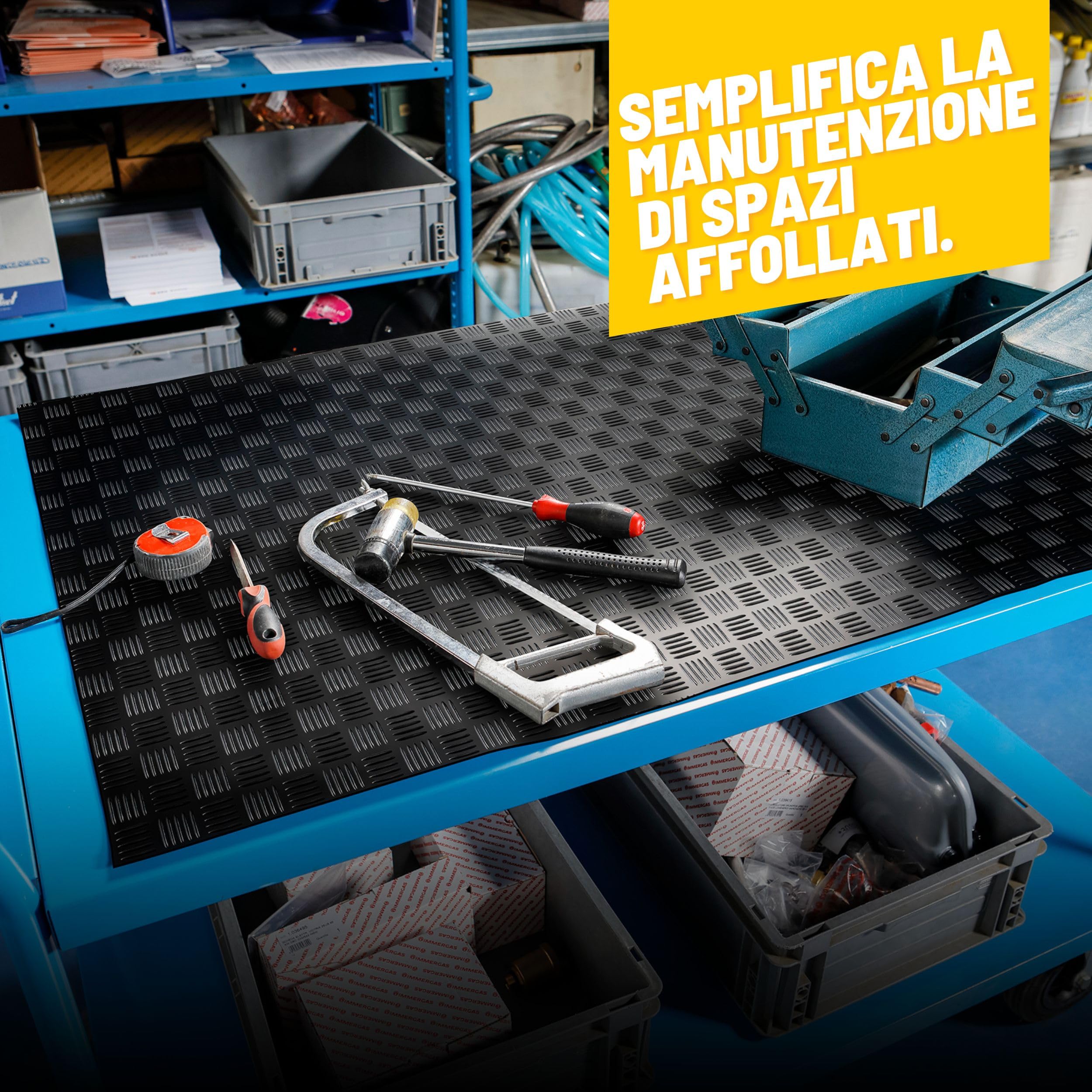 Tappeto Gomma Antiscivolo Mandorlato 1,2 x 3 m - Tappeto per Fiere, Esposizioni, Magazzini e Garage - Tappeto per Pavimento in Gomma Antiscivolo - Tappeti di Gomma a Metro
