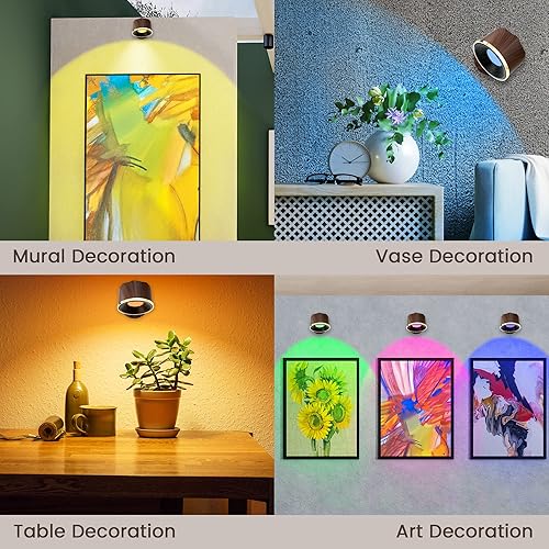 Miniatura 3 de Magnetic Wall Sconce 16 RGB Colors Dimmable, 2 Pack LED Rechargeable Wireless Picture Painting Wall Lights, 360Rotate Battery Operated Wall Sconce