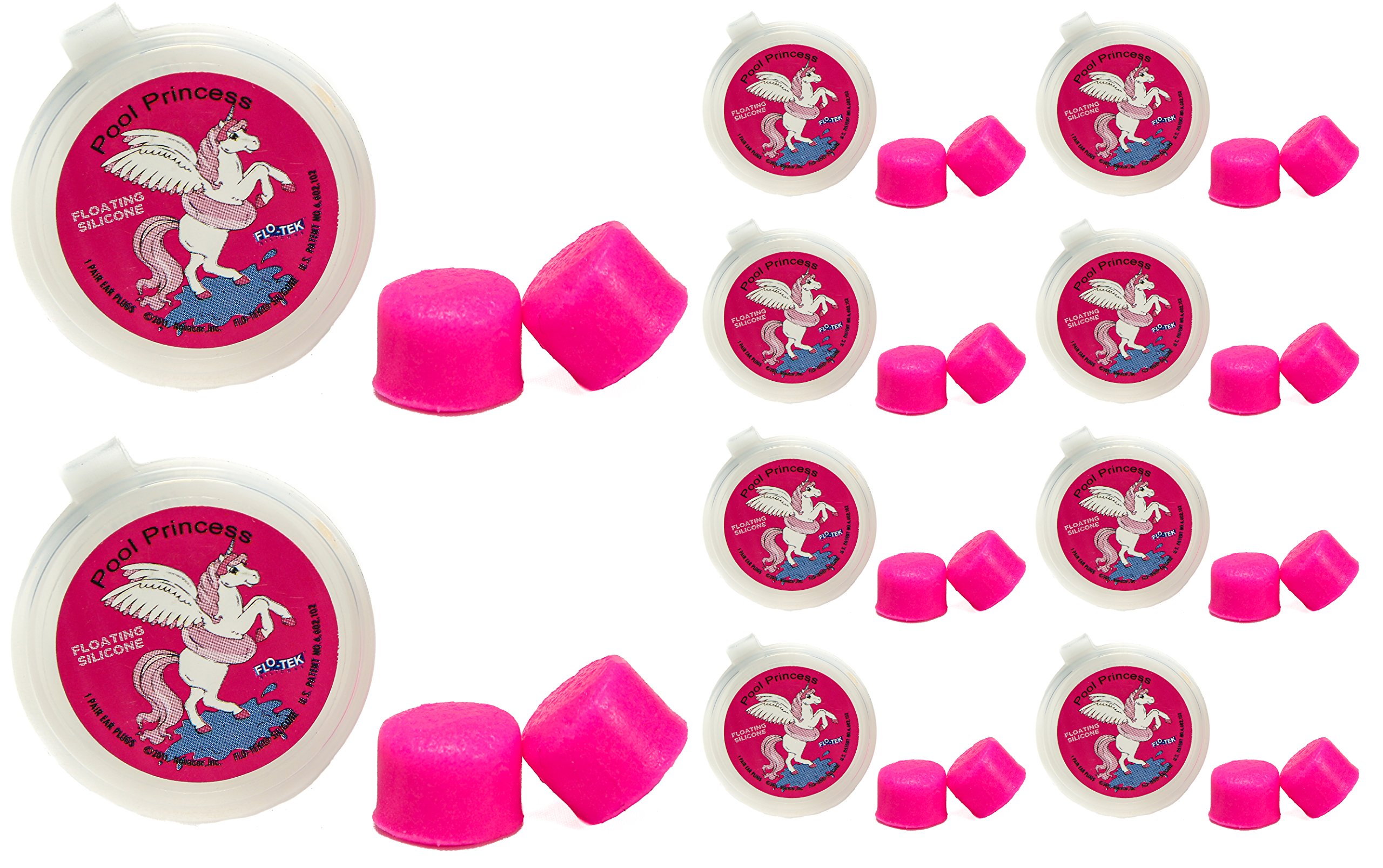 Putty Buddies Floating Earplugs for Swimming & Bathing (Invented by Physician) Keep Water Out (10-Pair) Hot Pink