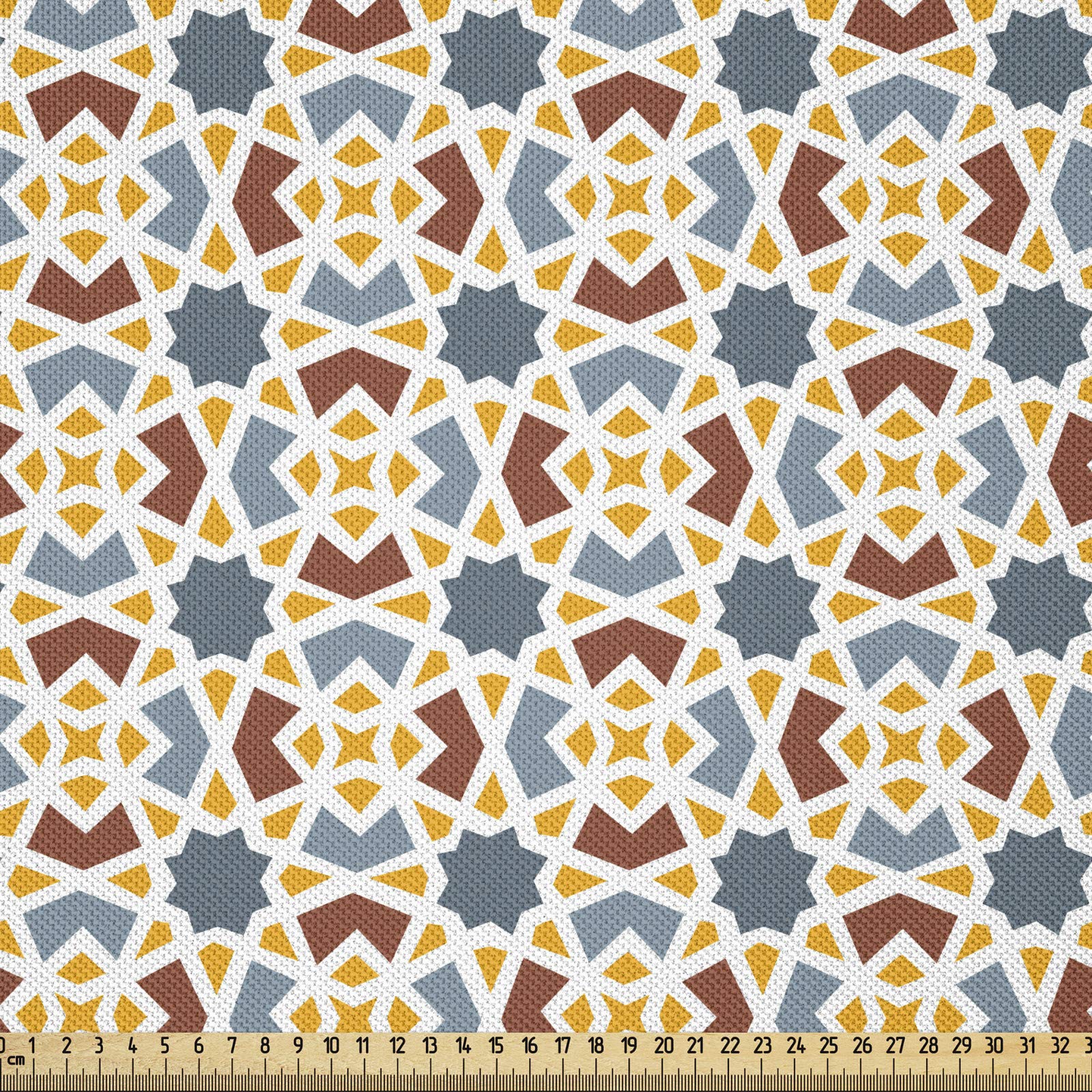 ABAKUHAUS Traditional Fabric by The Yard, Old Fashioned Ottoman Moroccan Star Antique Middle Eastern Motif, Fabric for Upholstery and Home Decor Accents,10M (148x1000cm), Multicolor