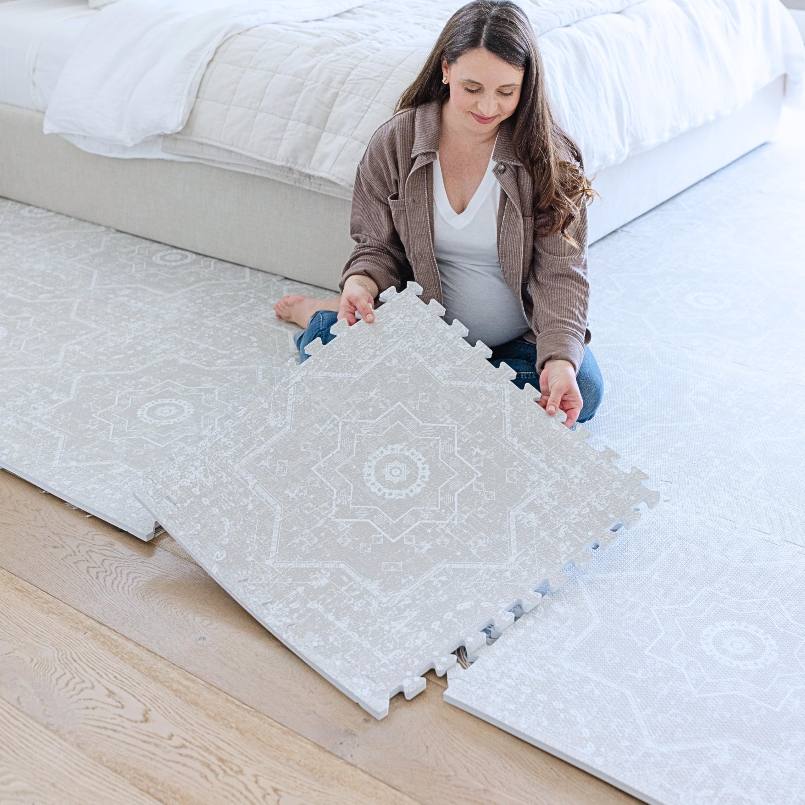 Little Landings Babyspielmatten für den Boden - Layla (1,2 x 1,8 m) - Premium EVA-Schaum Spielmatte für Babys und Kleinkinder - Perfekt für Bauchzeit, Krabbeln, Spielzimmer, stilvoll und komfortabel