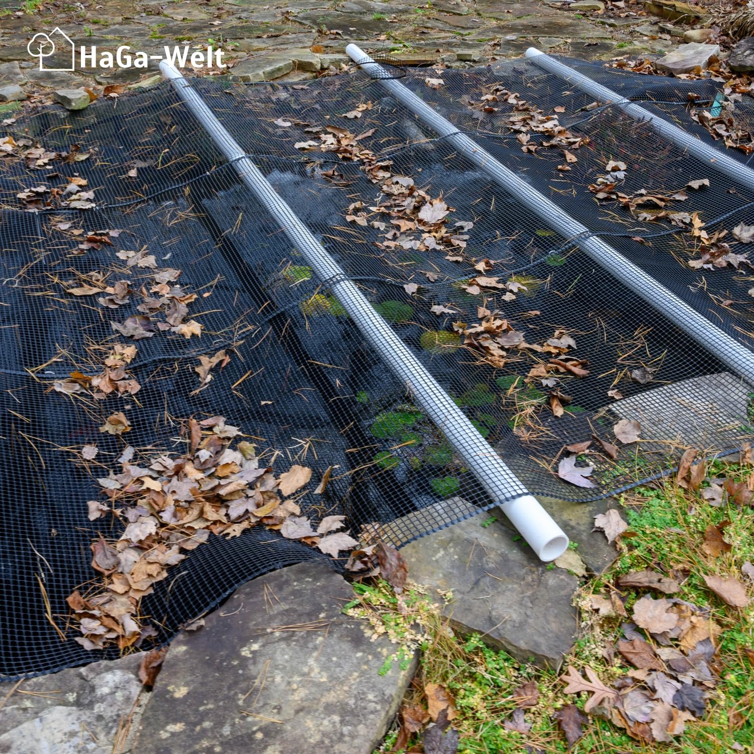 HaGa Premium Teichnetz & Pool Abdecknetz – 3 m Breite | 5m Länge | dunkelgrün – UV-beständiges, feinmaschiges Schutznetz für Gartenteich & Gartenpool – zuschneidbar als Laubnetz & Teichzubehör