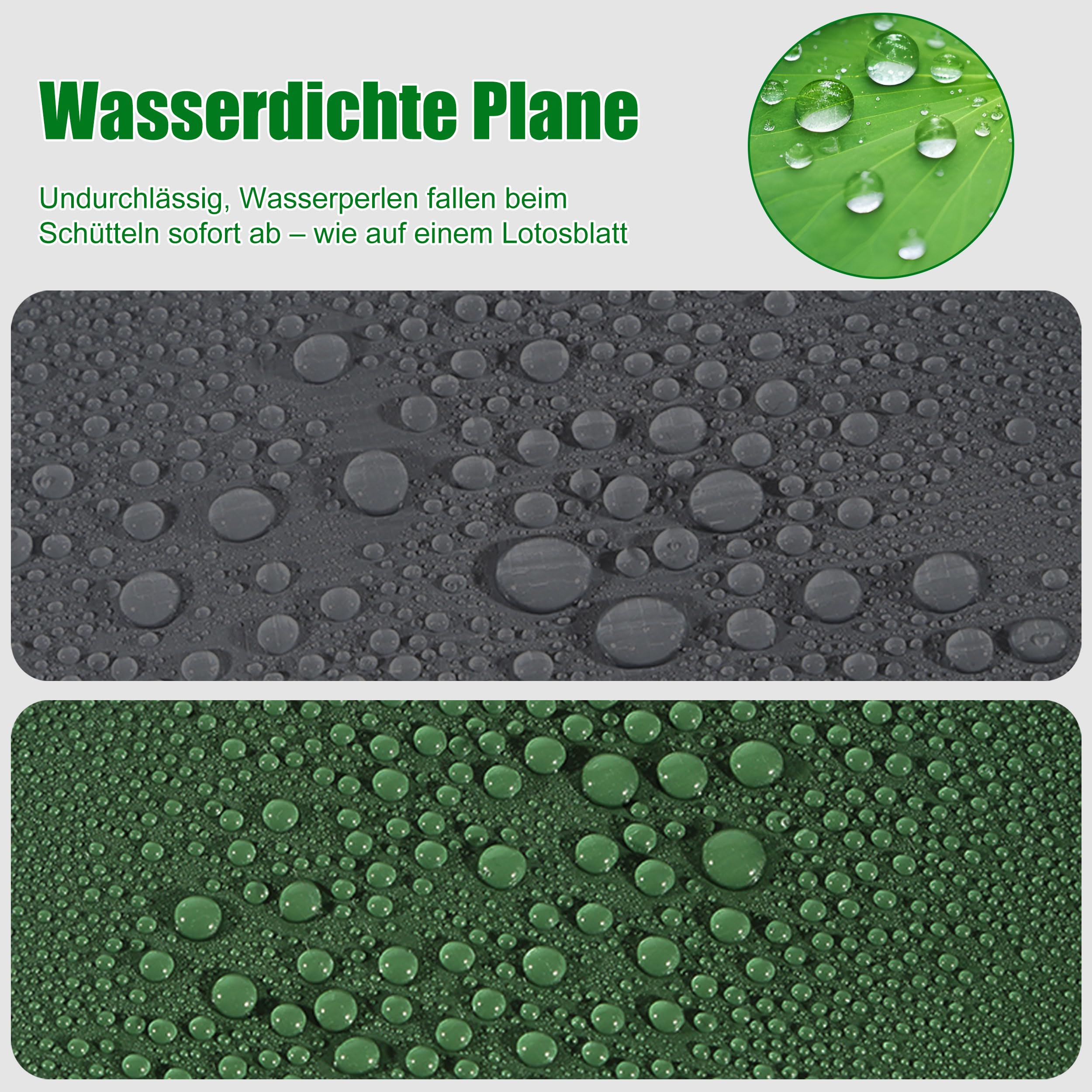 Bâche imperméable - 260 g/m² - Robuste - Gris - En polyéthylène épais - Pour toit de tente et protection pour camping, piscine, bois, voiture, bateau (5 x 6 m)