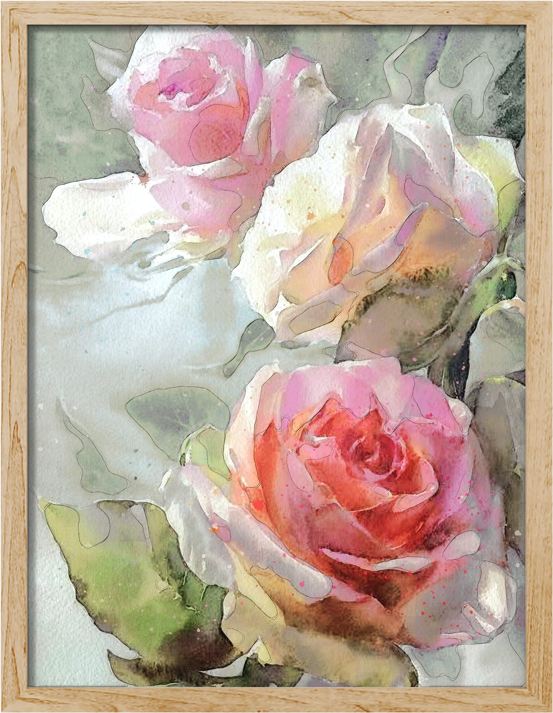 Amazon.com: SIGNWIN Framed Pastel Pink & White Watercolor Roses