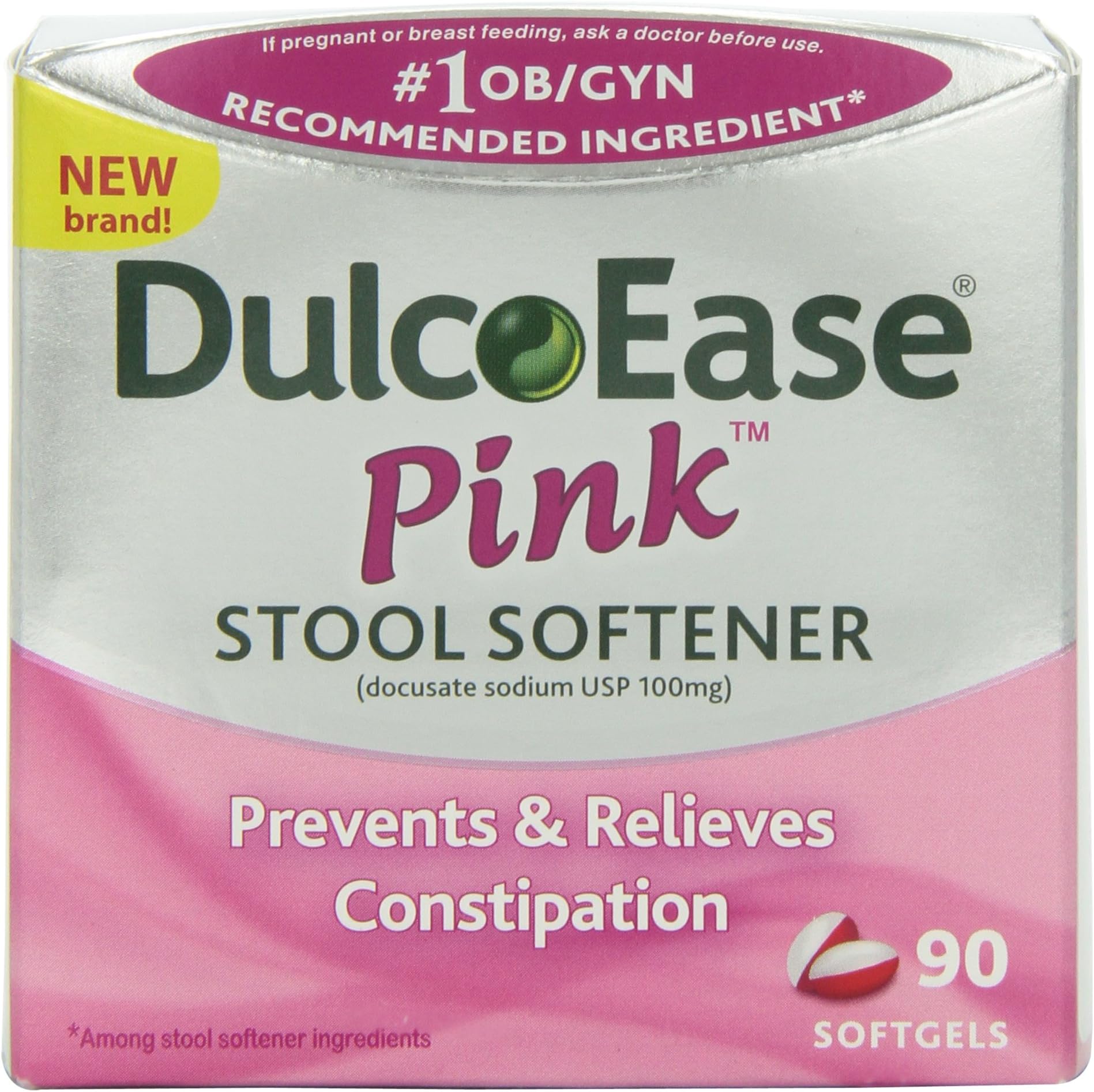 DulcoEase Pink, Stool Softener, 90 Count