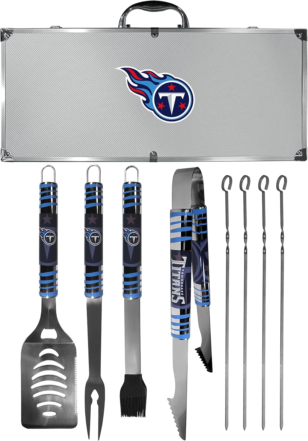 NFL Siskiyou Sports Fan Shop Tennessee Titans Steel Tailgater BBQ Set w/Case 8 piece Gray