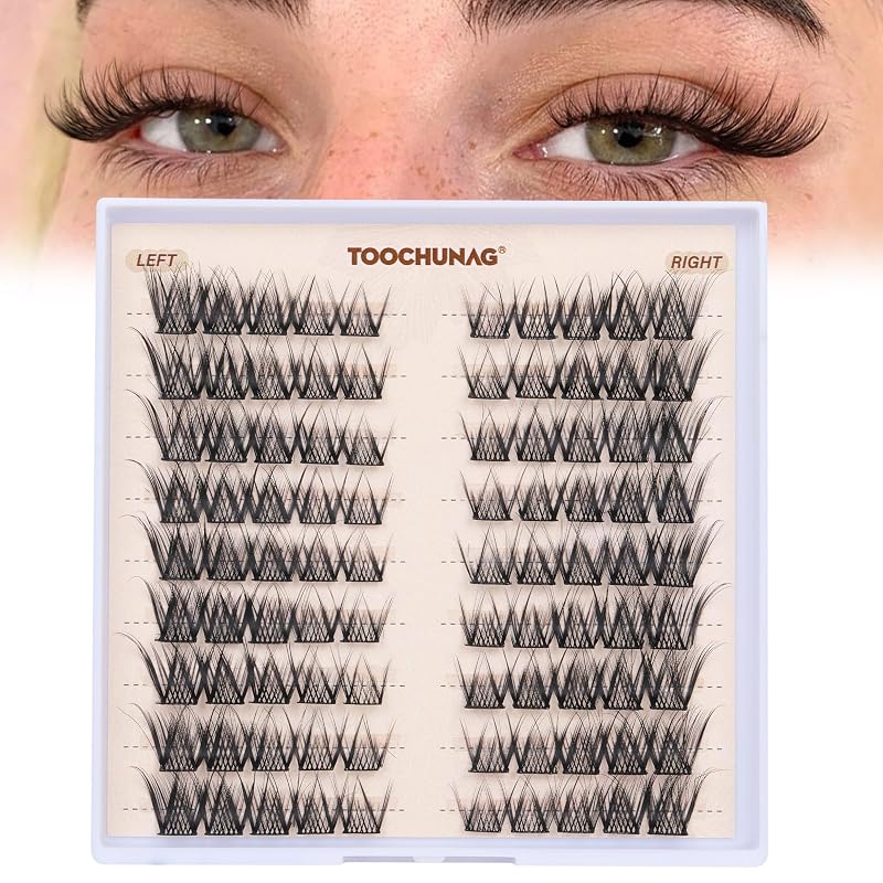 TOOCHUNAG Cílios Postiços em Tufos Curvatura C, 9 Pares, 8–14 mm
