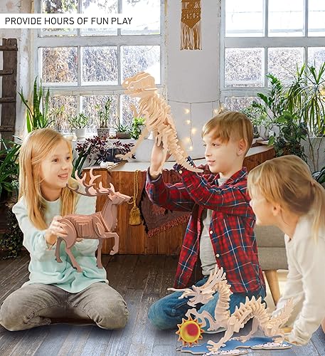Miniatura 4 de Puzzled Rompecabezas 3D de madera de ciervo, kit de modelo de construcción de manualidades, divertido, único y educativo, juguete de madera para