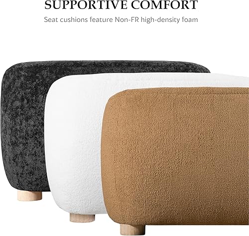 Miniatura 8 de Furniture of America Amara - Moderno juego de sofá tapizado de 3 piezas con reposabrazos inclinados, sillón de madera, sofá biplaza y cómodo sofá